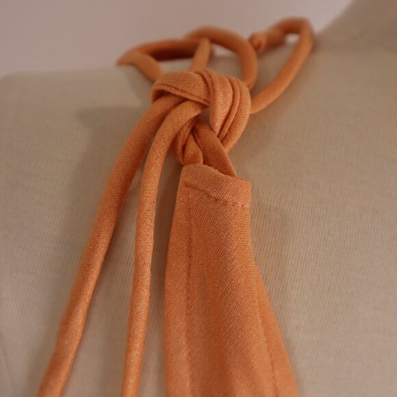 Vtg 70's Apricot Holter Pleated Dress Disco Studio 54 Saturday Night Fever S - Picture 6 of 6